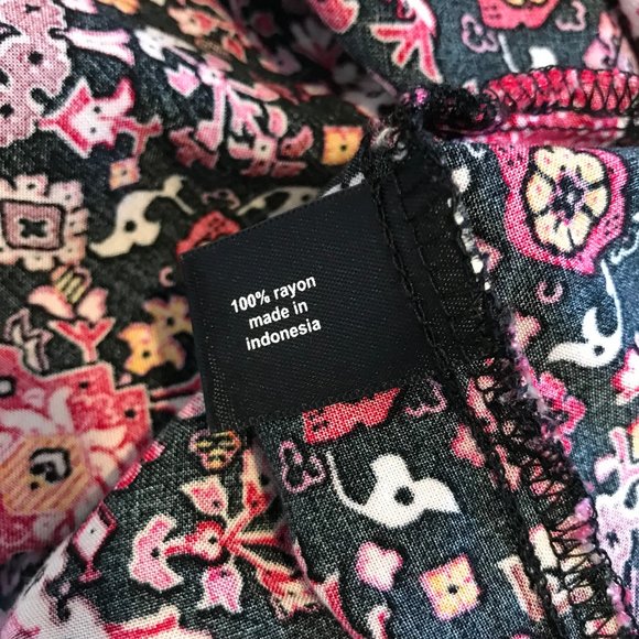 Lane Bryant Plus 26 / 3X Black Pink Boho Floral Maxi Dress Balloon Sleeves - Picture 8 of 10